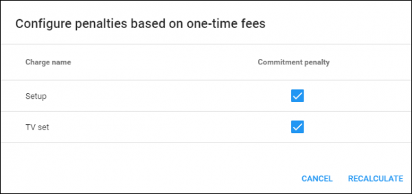 Setting penalties based on one-time fees