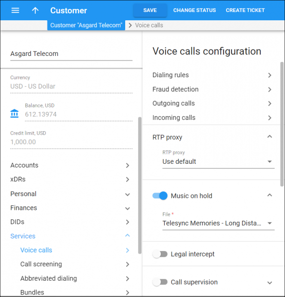 Voice calls configuration