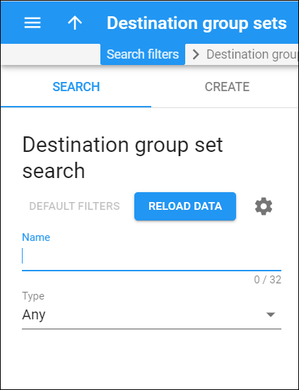 destination group set search panel