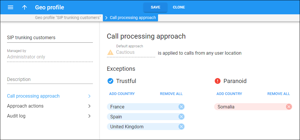 call processing approach panel