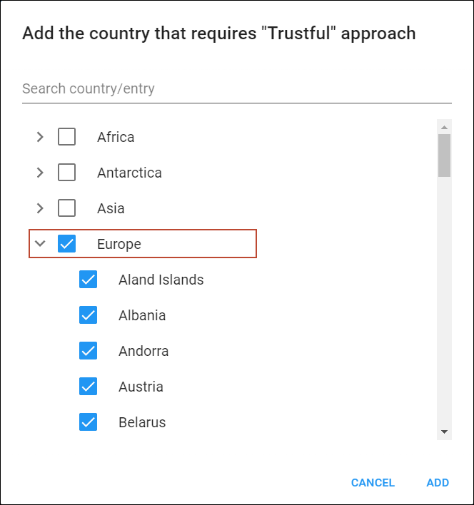 adding countries to trustful approach
