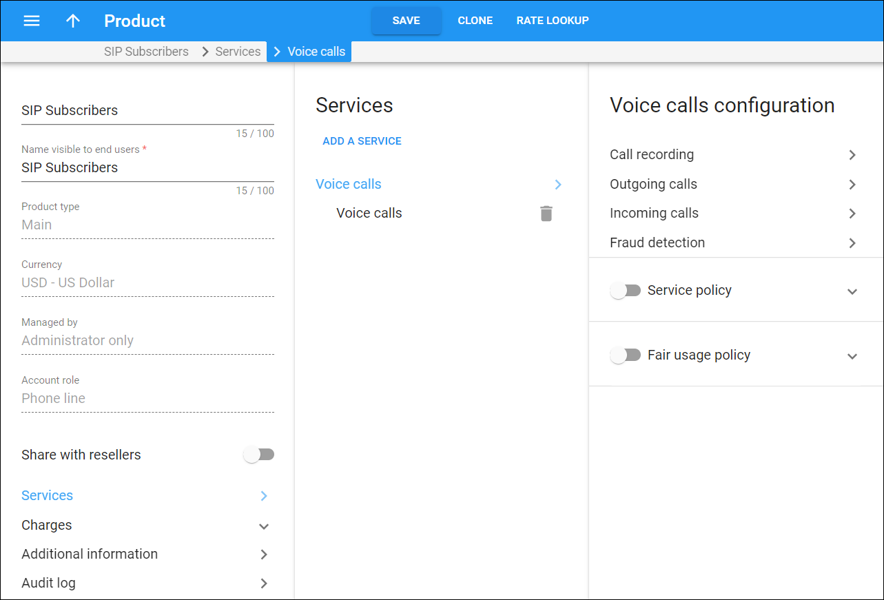Configure voice calls features for the product
