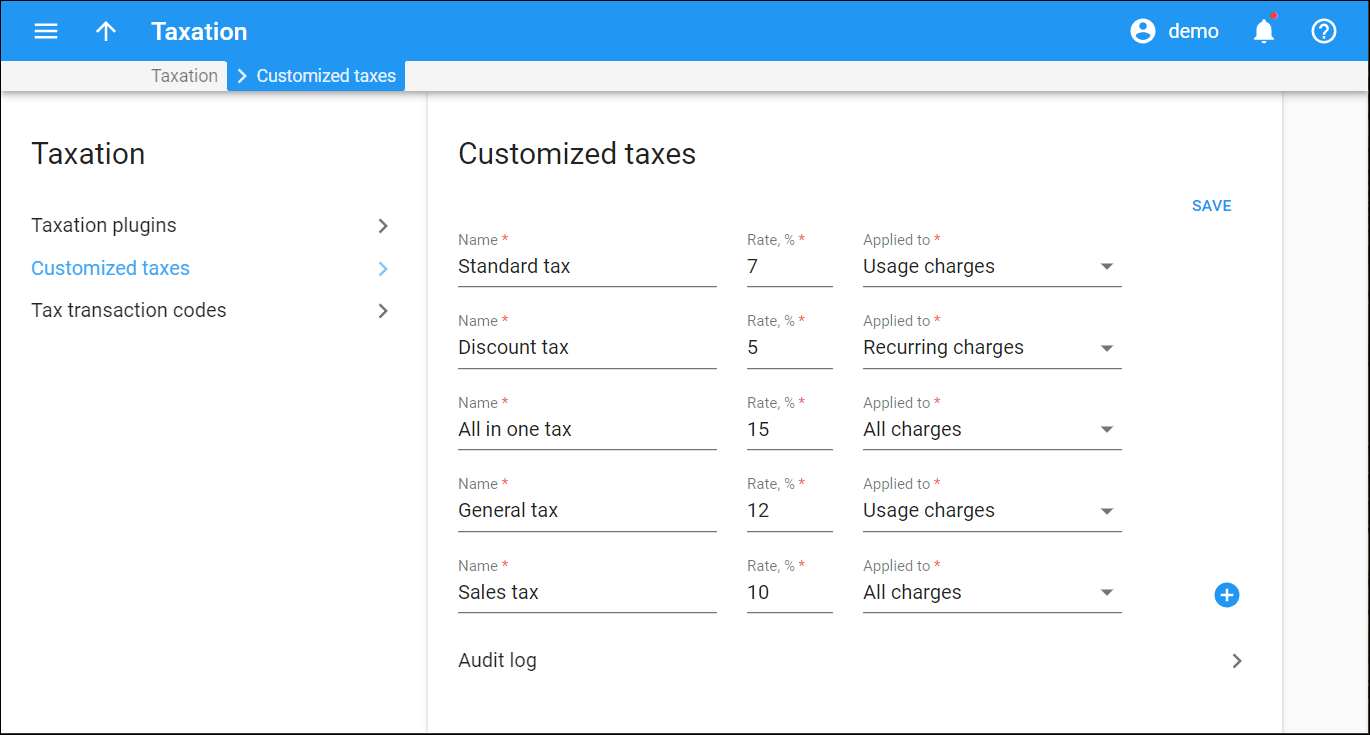 customized taxes panel
