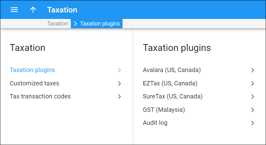 taxation plug-ins panel