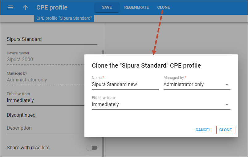 Clone CPE profile