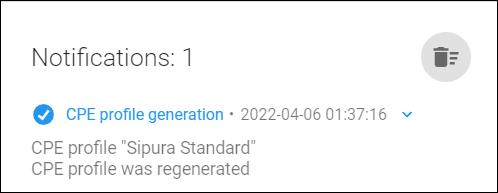 Notification with the regeneration result
