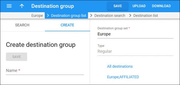Create an affiliated destination group