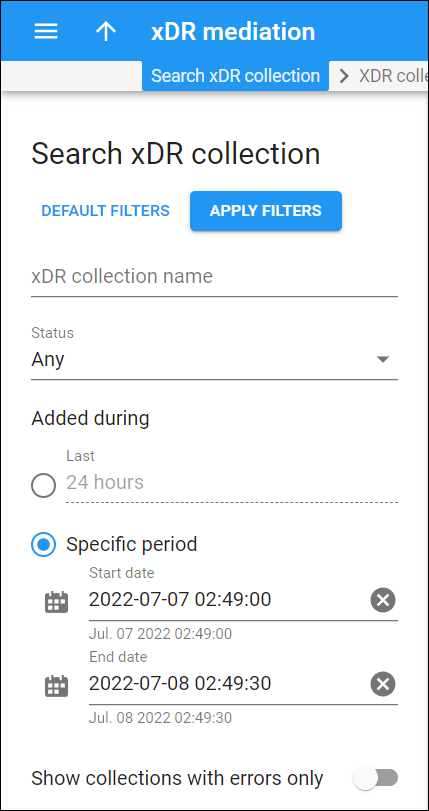 Search xDR collections