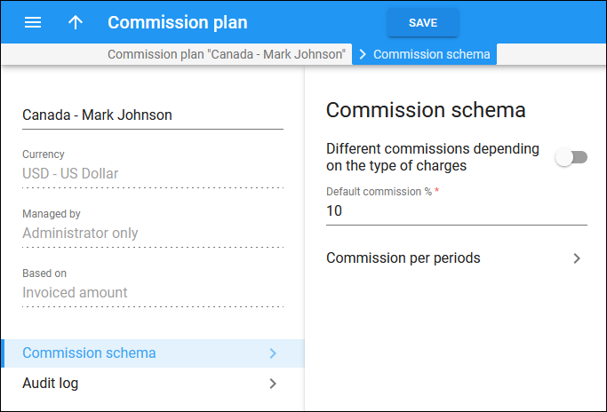 Commission schema - Invoiced amount