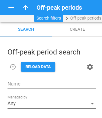 Off-peak search panel