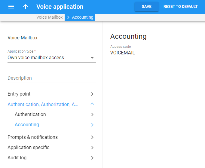 Voice application. Accounting