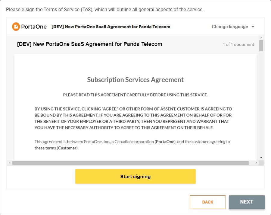 Scroll down and read the agreement