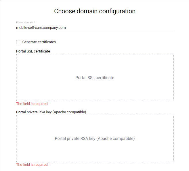 Choose domain configuration