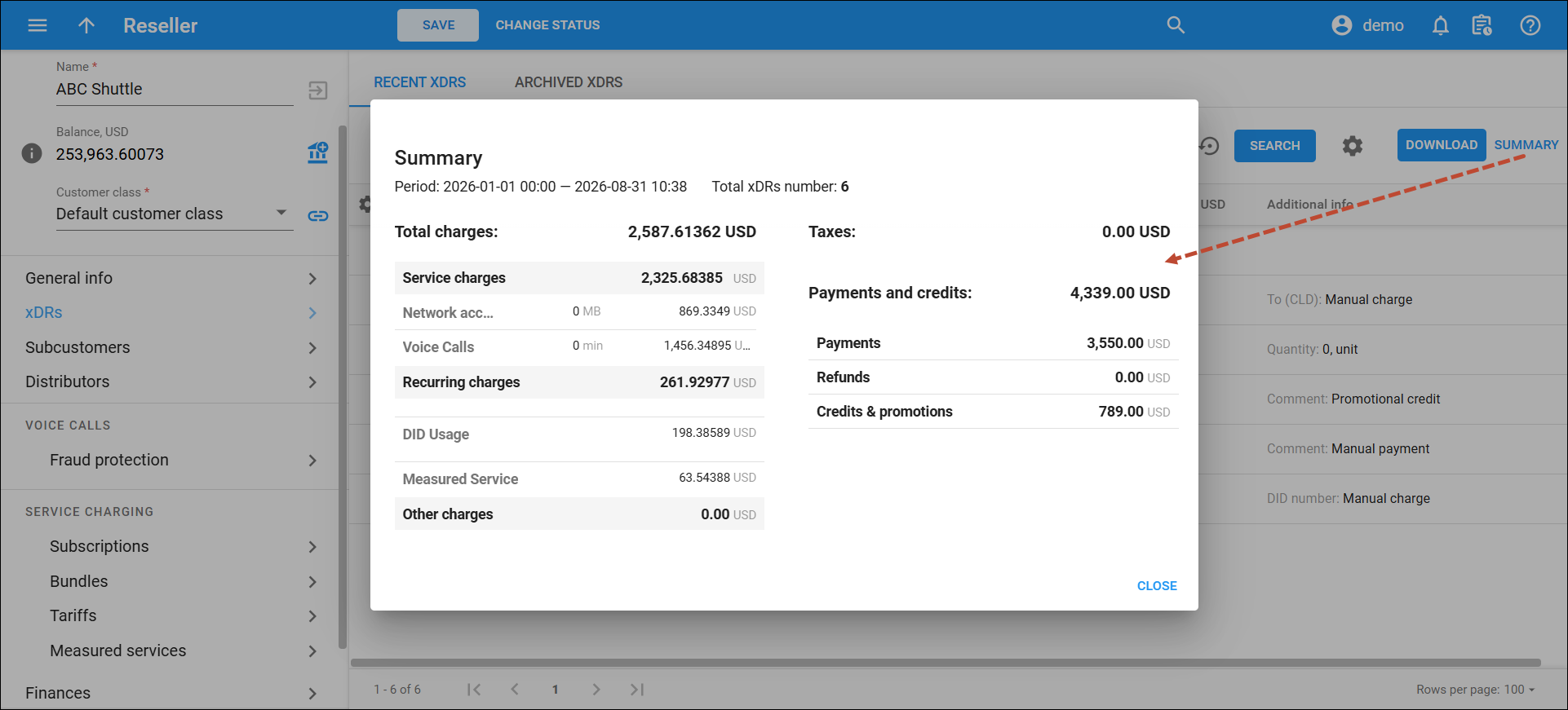 xDRs 10 Reseller xDR summary.