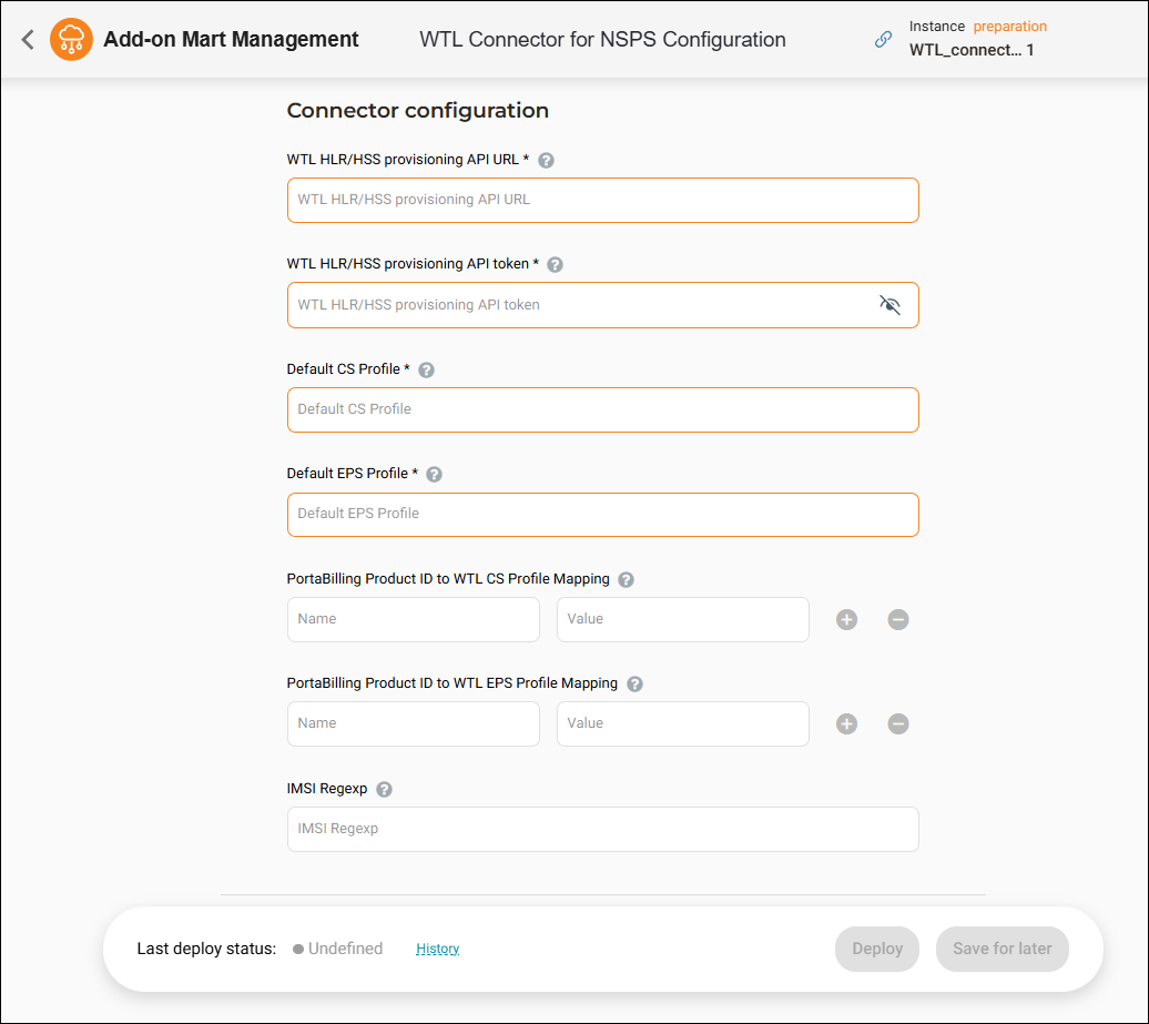 Fill in the details in the Configuration UI