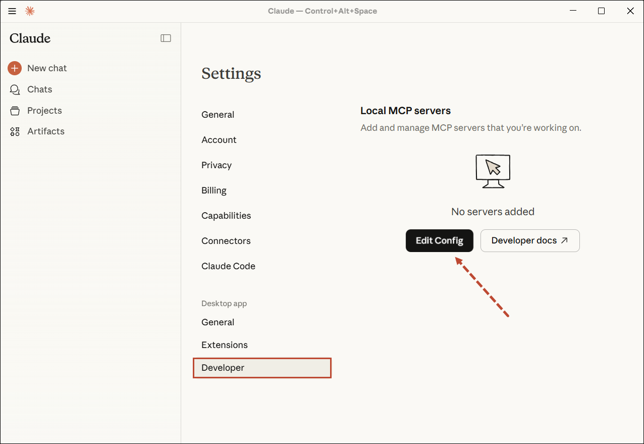 Edit Claude Config option.