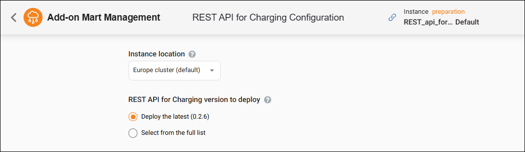 REST API for Charging - General settings
