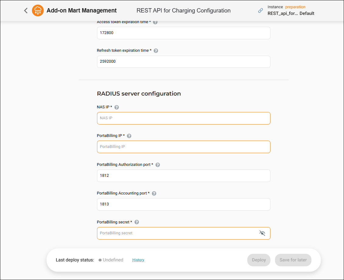 RADIUS server configuration