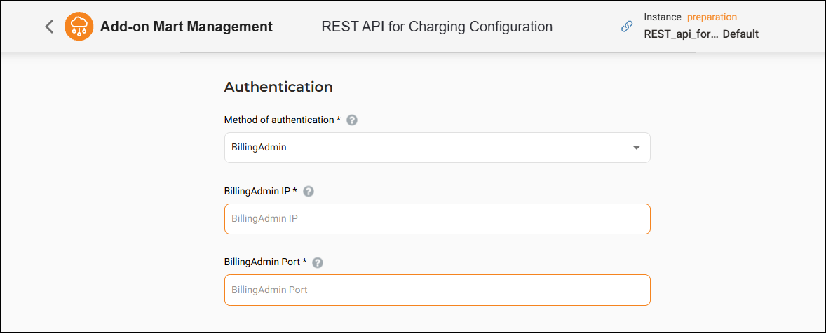 REST API for Charging - Authentication - Billing Admin