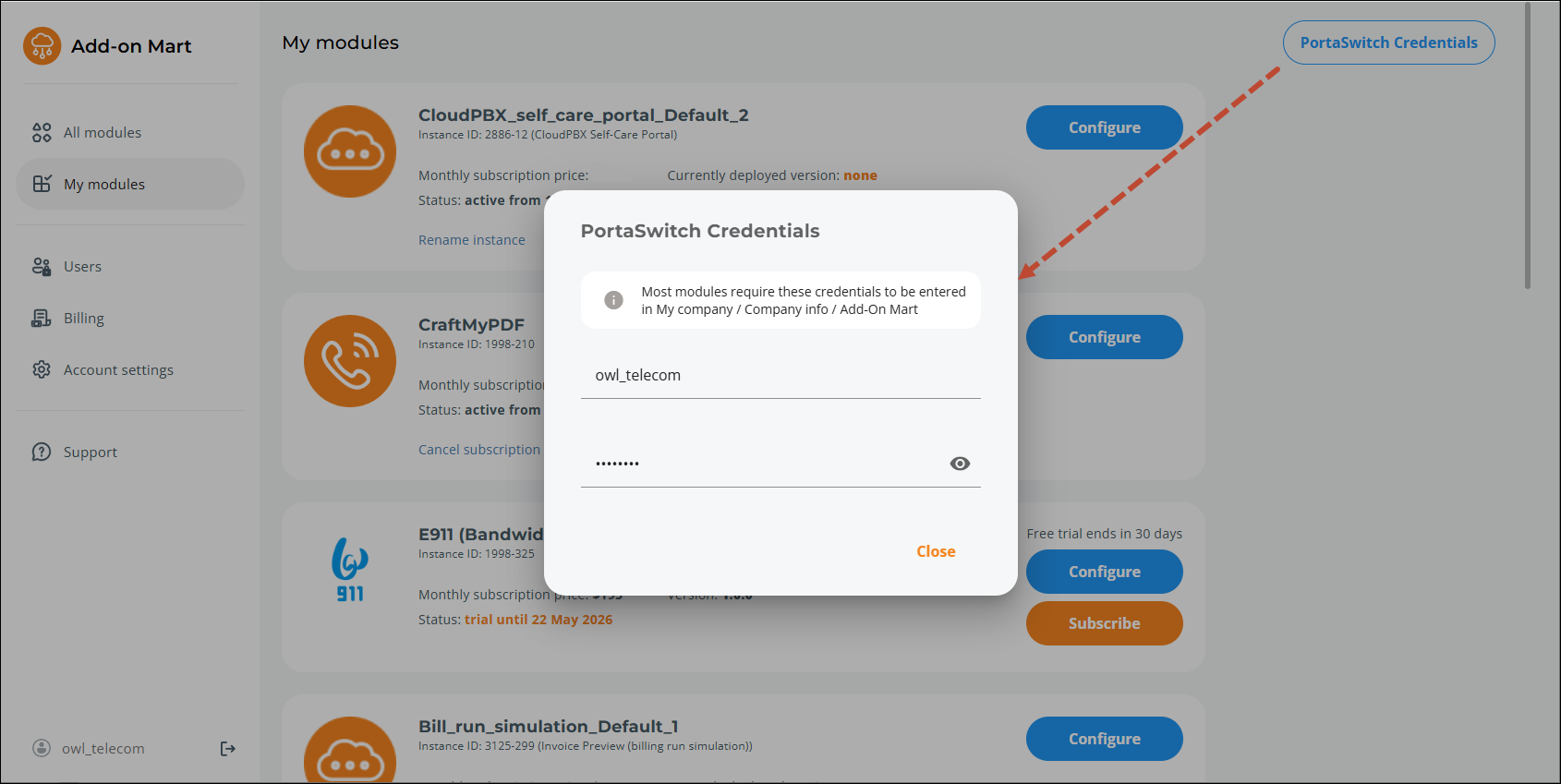 Copy credentials