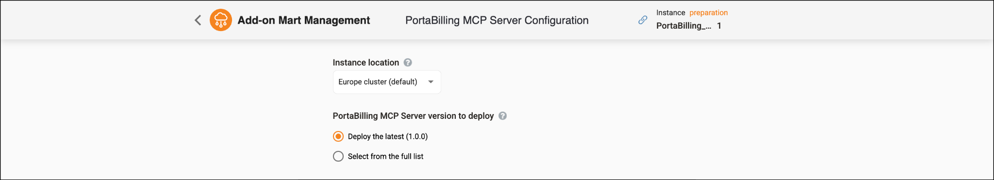 Open the PortaBilling MCP Server Config UI