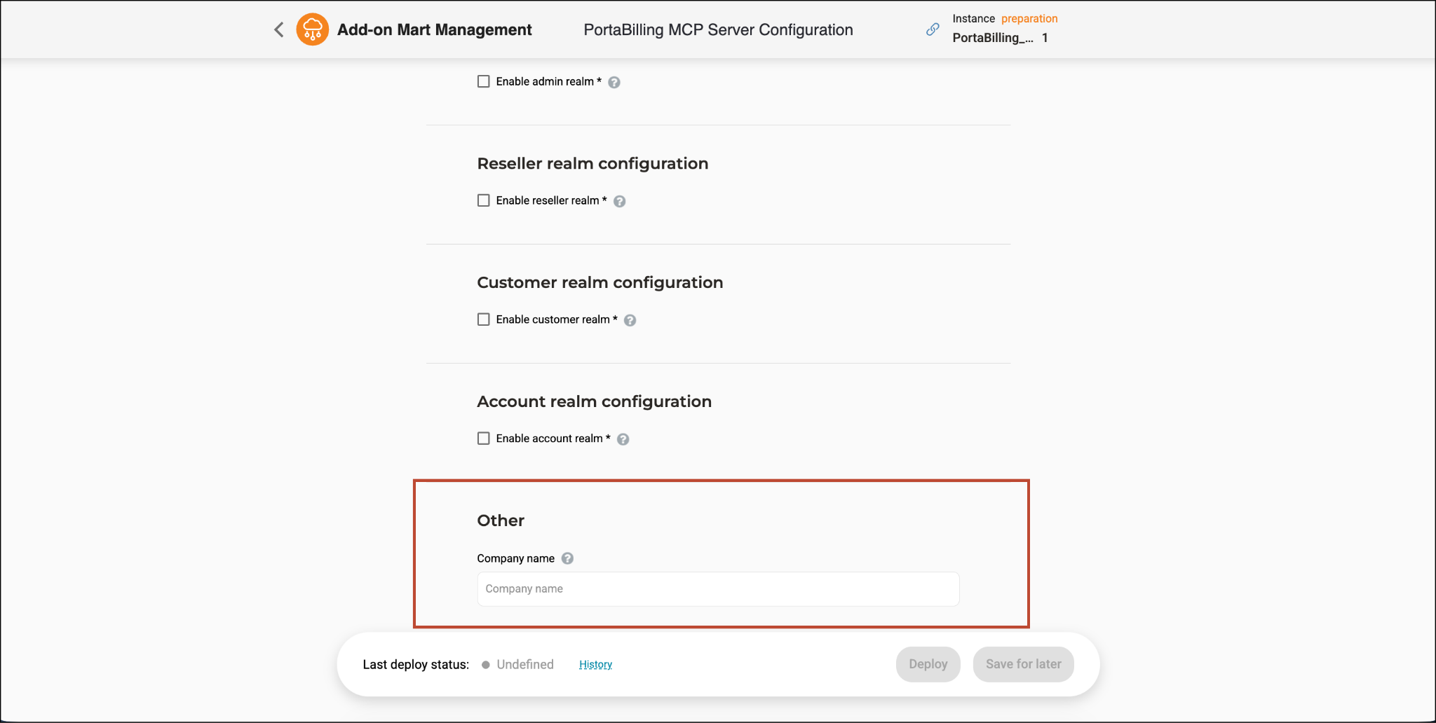 Other configuration options