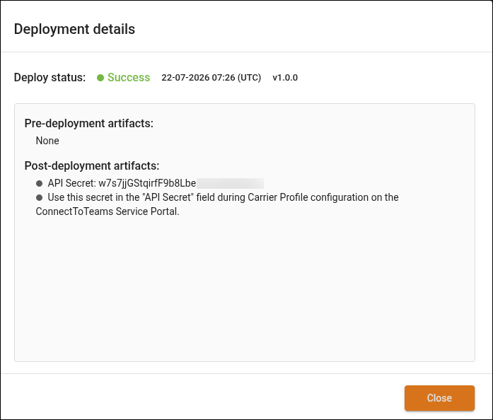 SMS Gateway for Teams configuration 15 SMS Gateway for Teams. Deployments details