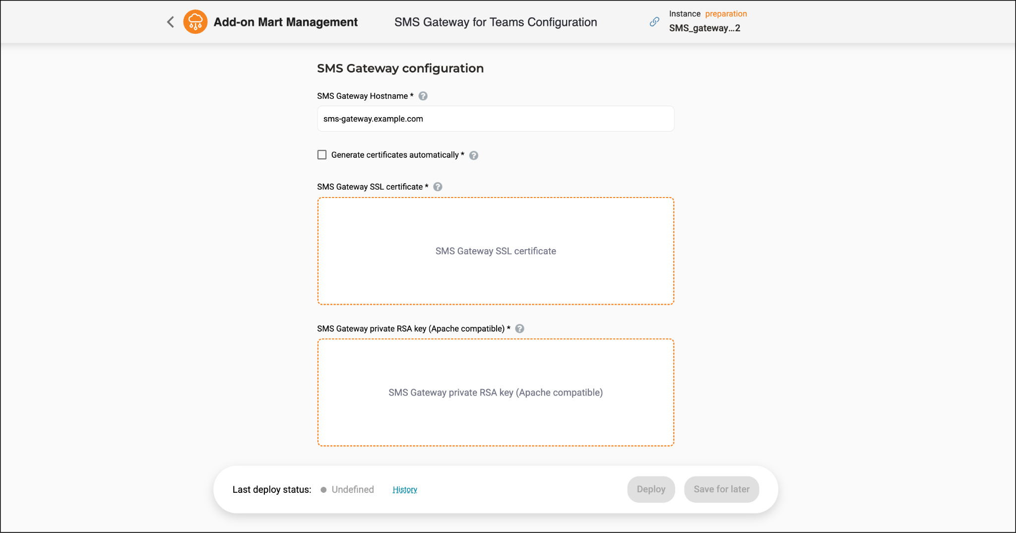 SMS Gateway for Teams configuration 14 SMS Gateway for Teams. Hostname and certificates configuration
