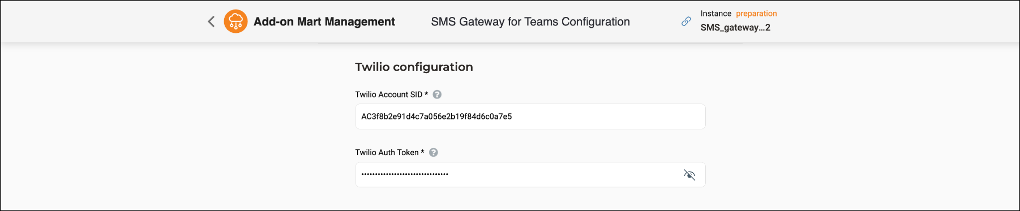 SMS Gateway for Teams configuration 12 SMS Gateway for Teams. Twilio configuration