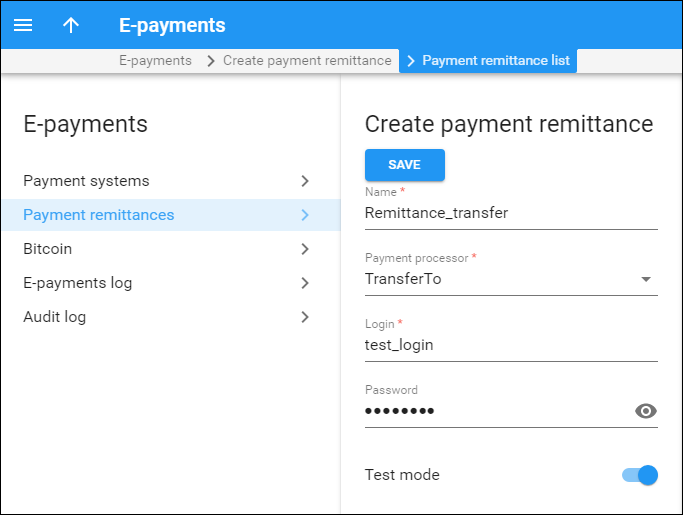 Create payment remittance