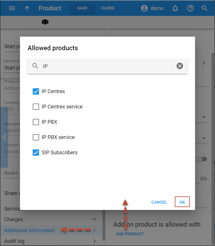 Add-on is allowed with products