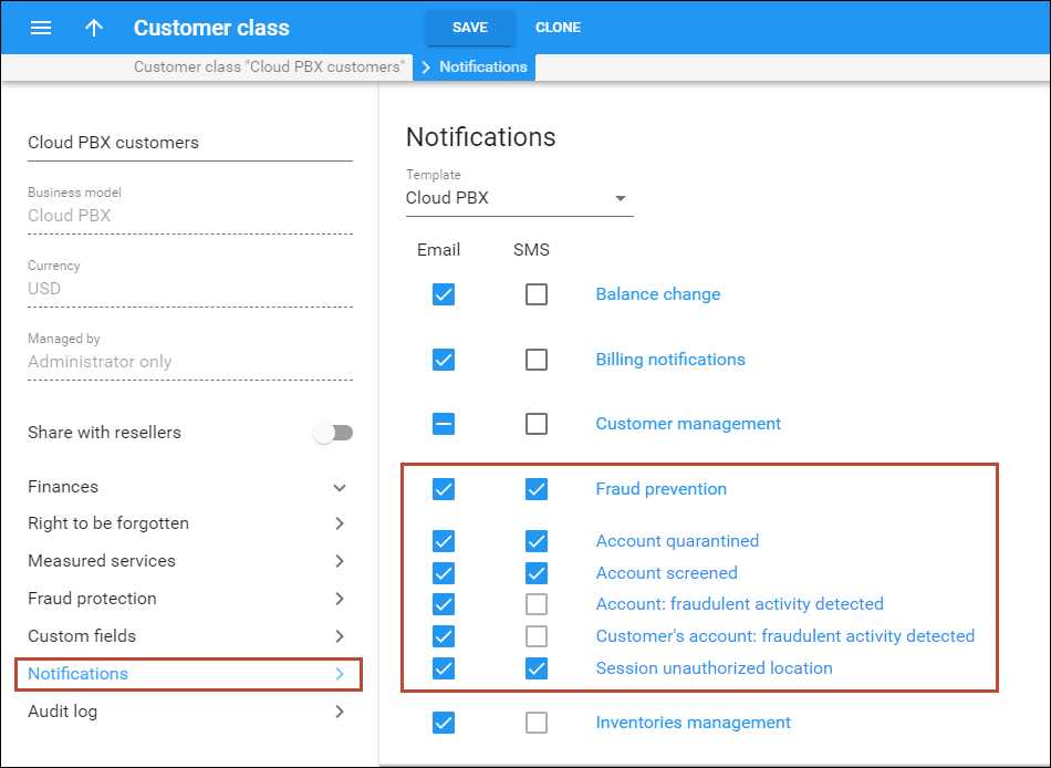 Enable alerts for customers