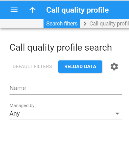 Call quality profile search panel