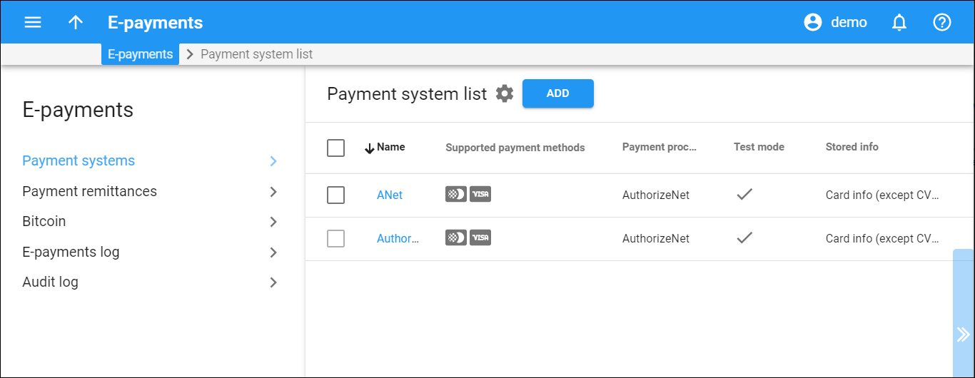 E-payment system list