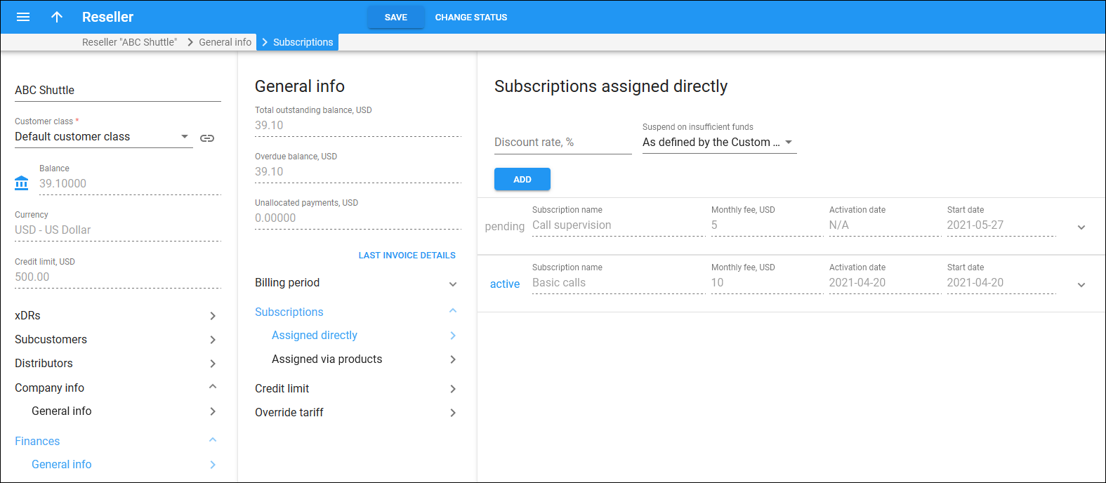 reseller's subscriptions assigned directly