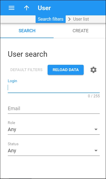 User search panel