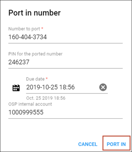 Create the number porting request