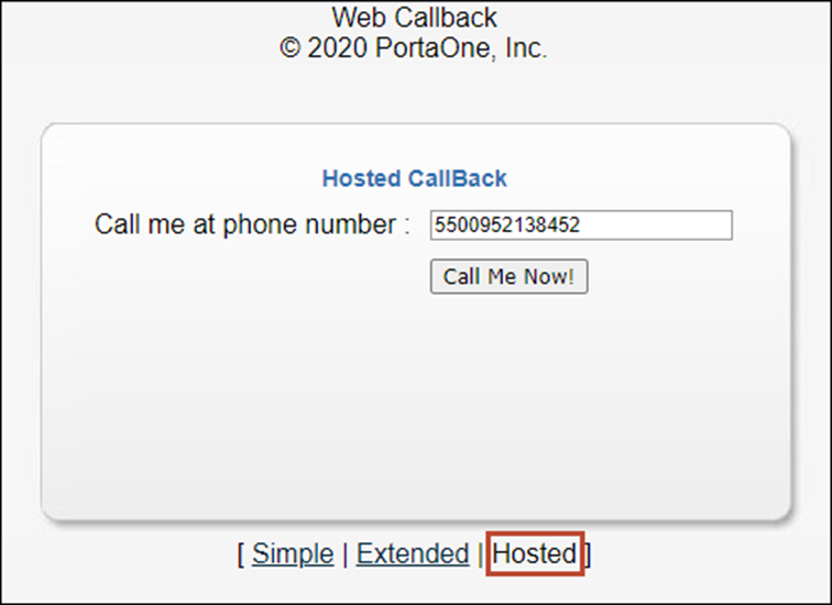 Hosted WEB callback