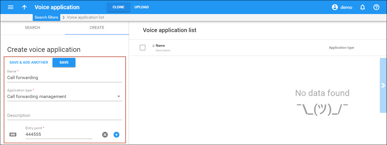 Create Call forwarding voice application. 