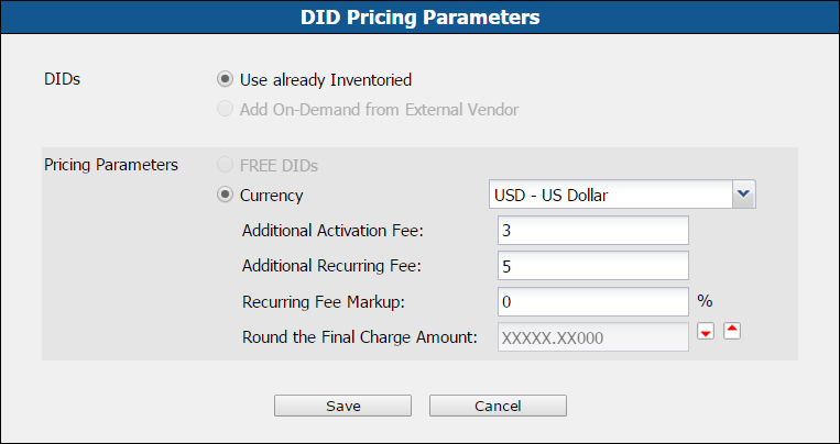 Define pricing parameters 