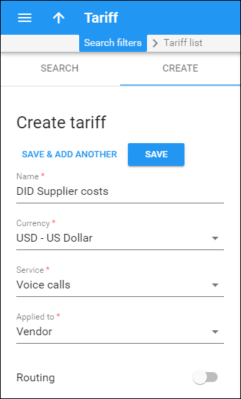 Add a tariff