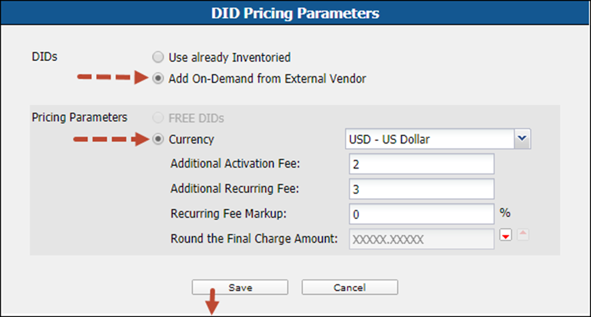 Define pricing parameters