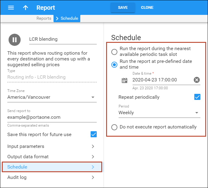 Manage LCR blendng reports