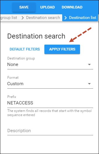 Add a destination to the destination group 