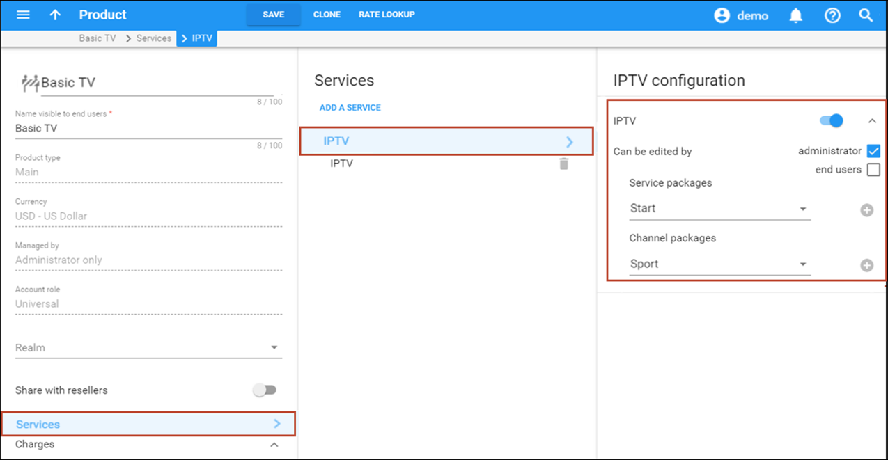 Configure the IPTV service 