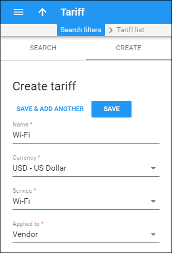 Add the tariff info