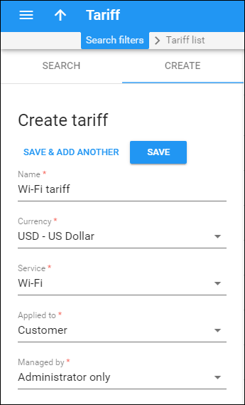 Add a tariff 