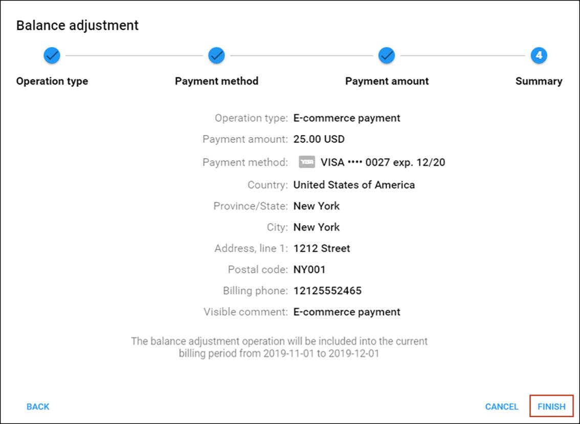 Specify payment details