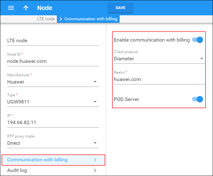 Enable comunication with billing