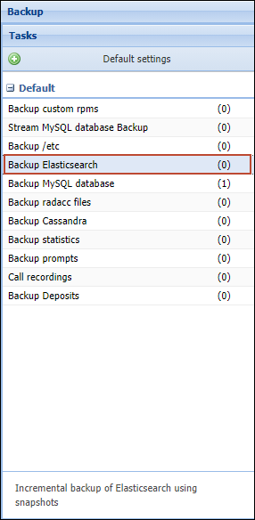 Select the data to backup